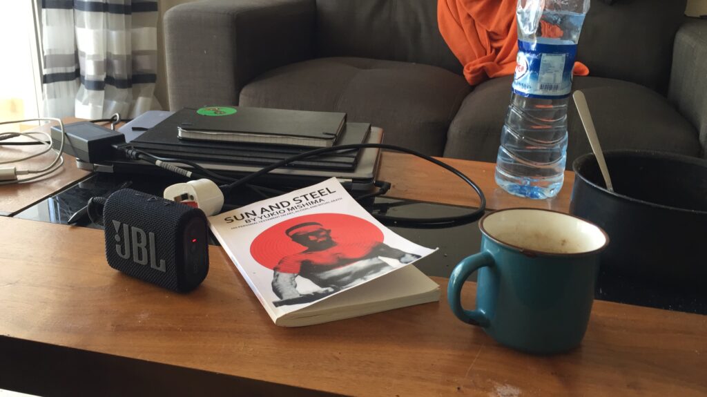 Messy table in the flat of Georgiou Seferi